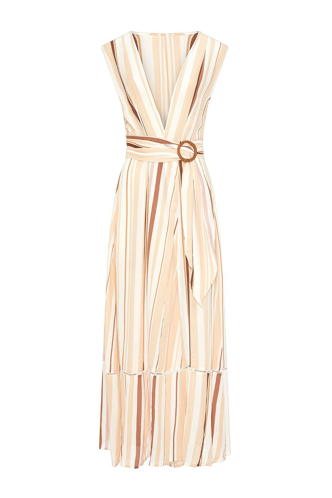 REVEL REY AUDREY SLEEVELESS MAXI DUSTER IN TAN STRIPE NWT M
