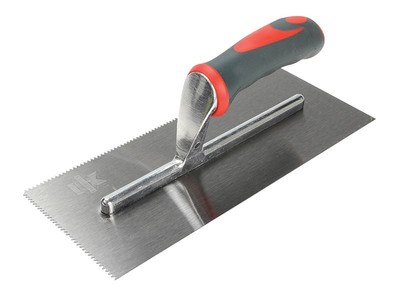 Faithfull - Notched Trowel V 3mm Soft Grip Handle 11 x 4.1/2in -