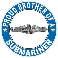 Proud Brother of a Submariner Silver Dolphins Round Bumper Sticker Military 5"