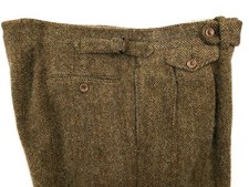 New POLO Ralph Lauren Donegal Tweed Sz 32 Pleated Trousers Fuzzy Herringbone 33L