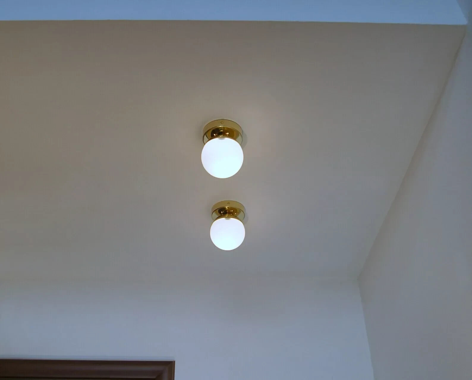 Handmade Italian Brass Globe Shade Wall Sconce Pair Modern Lighting Fixture