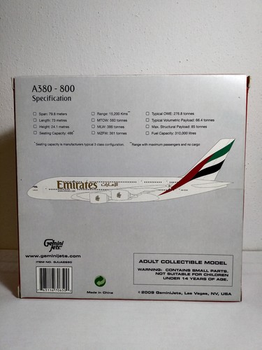 Gemini Jets 1:400 Emirates FIRST A380-800 A6-EDA Rare Collectible Model MINT - Foto 16 di 19