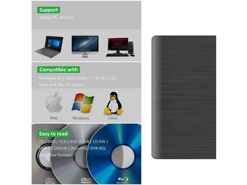 External CD DVD Drive Writer Portable USB 3.0 CD-RW DVD-R Combo Burner - Picture 6 of 7