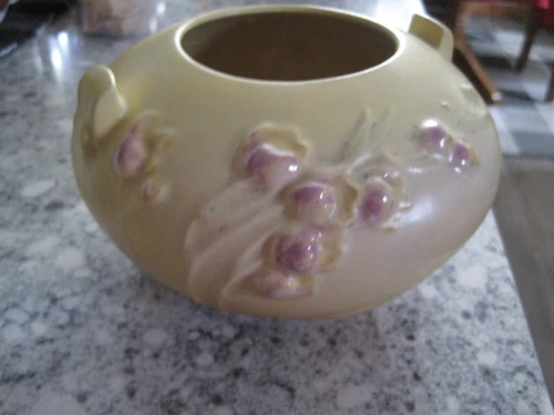 Antique Roseville Pottery Ixia Yellow Vase 326-4" Vintage Flower