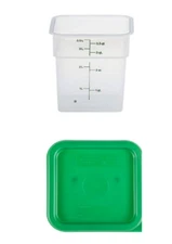 Cambro Square Storage Container Camwear Clear 4 Qt with Green Lid.(2 PacK)