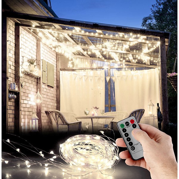 Lunartec Outdoor-Lichtervorhang, 300 Leds, Fernbedienung, 3 X 3 M, Weiß, IP44-image