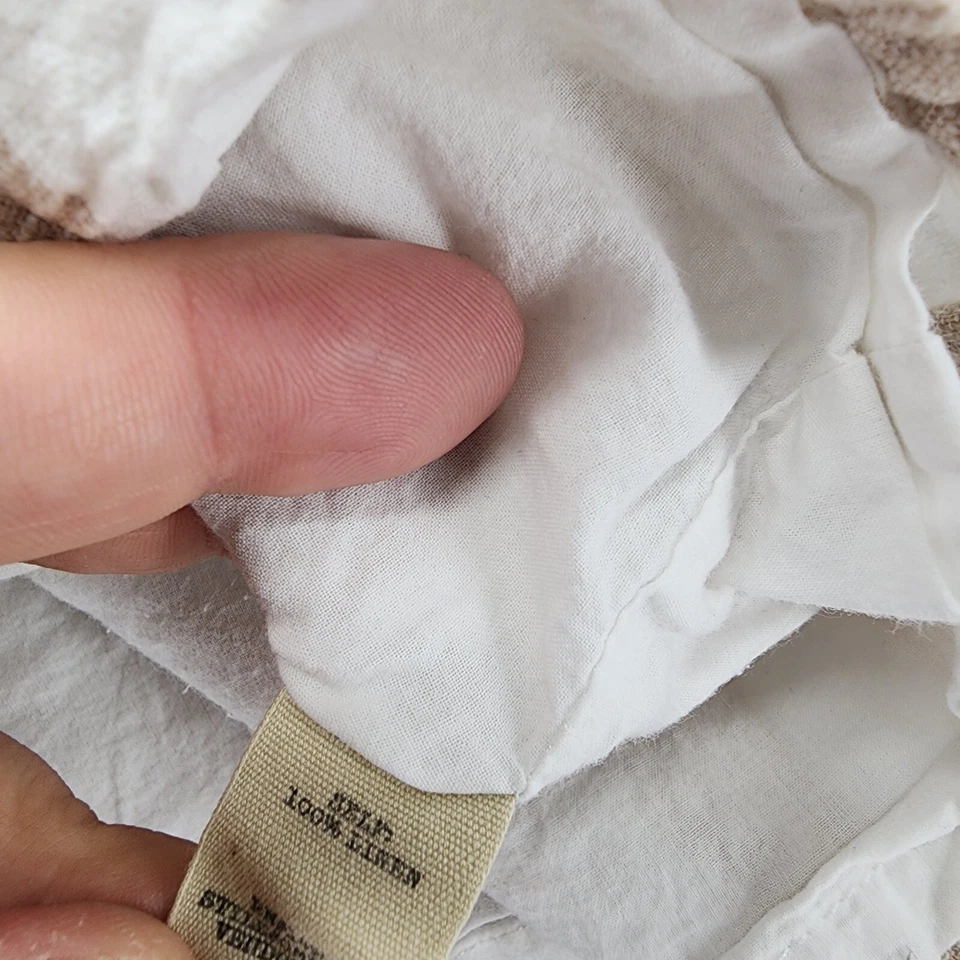 Шорты с пряжкой женские большие льняные белые бежевые в полоску - Изображение 4 из 4