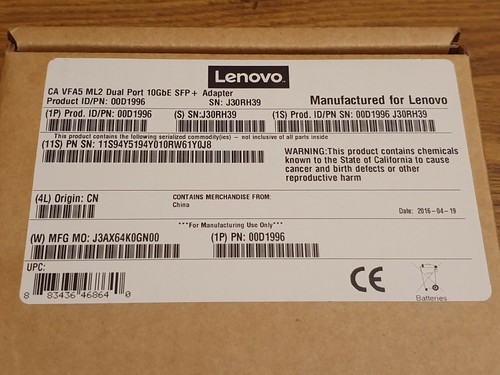 Lenovo 00D1996 94Y5194 CA VFA2 ML2 Dual Port 10GbE SFP+ Adapter - Picture 2 of 4