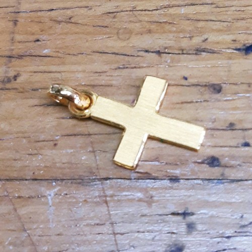 24k Solid Gold Cross Pendant by 