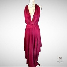 Windsor Maroon Pleated Jersey Knit Dress Size M