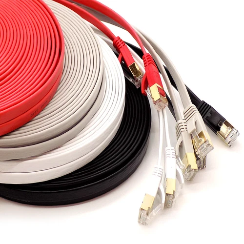 RJ45 Ethernet Cable CAT 7 Network LAN  Ultra-thin Flat Patch Lead 0.5m - 30m Lot