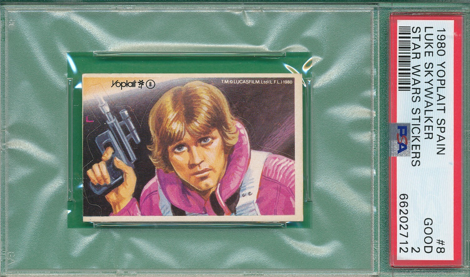 w/BLASTER PSA 2 GOOD LUKE SKYWALKER SPAIN STAR WARS 1980 YOPLAIT STICKER-8 TPHLC