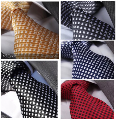 ITALIENISCHER DESIGNER Milano exklusive KARIERUNG/GEWEBTE SEIDENKRAWATTE/TASCHCHEN