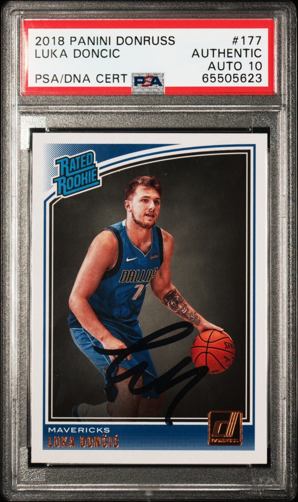 Luka Doncic Signed 2018 Donruss Rookie RC PSA/DNA Gem Mint 10 Auto LAKERS