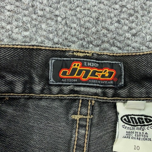 Vintage JNCO Denim Shorts Boys Size 10 Black Skater Distressed Faded 90s USA - Picture 9 of 22