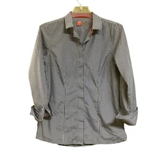 Chick Fil A Oobe Team Style Work Shirt Blue White Gingham Check Womens Medium