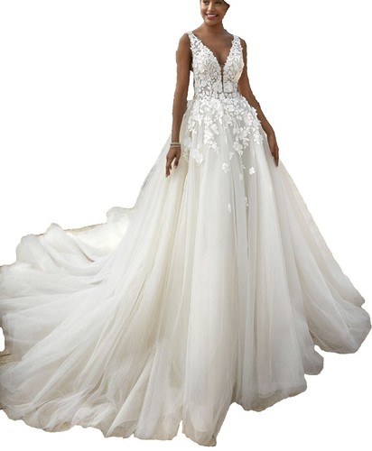 strapless open back dress Lace tulle long slevee white ivory princess ball gow lace A-Line weddi –  Bela Bridal main image 0
