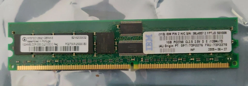Genuine IBM 73P2278 1GB PC2700 CL2.5 2.5V ECC Registered Server RAM QTY Discount - Image 2 of 2