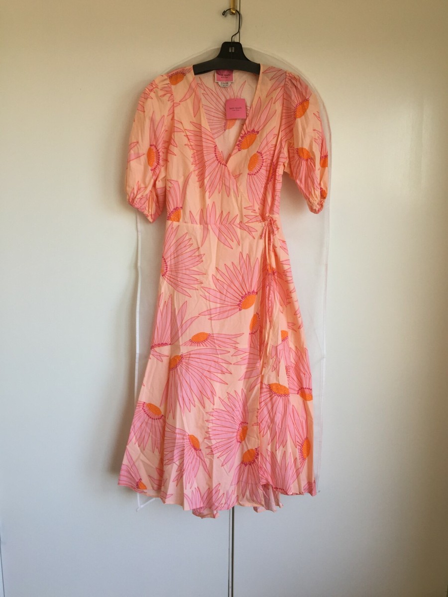 Kate Spade Falling Flowers Wrap Dress Size 12 Cotton MSRP $378 | eBay