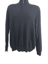 Men's M Sweaters, Club Room,  Black Merino Wool Quarter Zip Pullover Size M
