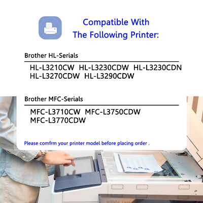 4PK TN-227 Toner Cartridges For Brother Printers - MFC-L3710CW, HL-L3210CW, Etc.