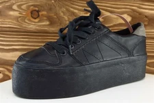 Cool Way Women Sz 37 M Black Lace Up Fashion Sneakers Synthetic Shoe