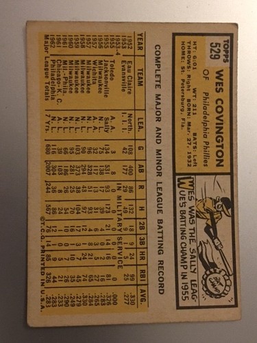1963 Topps Baseball Singles - Pick Your Card - Upgrade Your Set - Picture 361 of 493