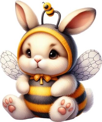 Colourful Bumble Bee Bunny Rabbit Wall Art Bedroom Nursery Vinyl ...