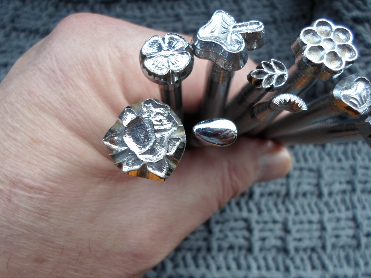 9 CRAFTOOL leathercraft STAMP TOOLS - various FLOWERS + F series