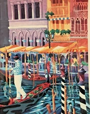 Ken Hawk VENICE GONDOLA Silkscreen Serigraph Print COA