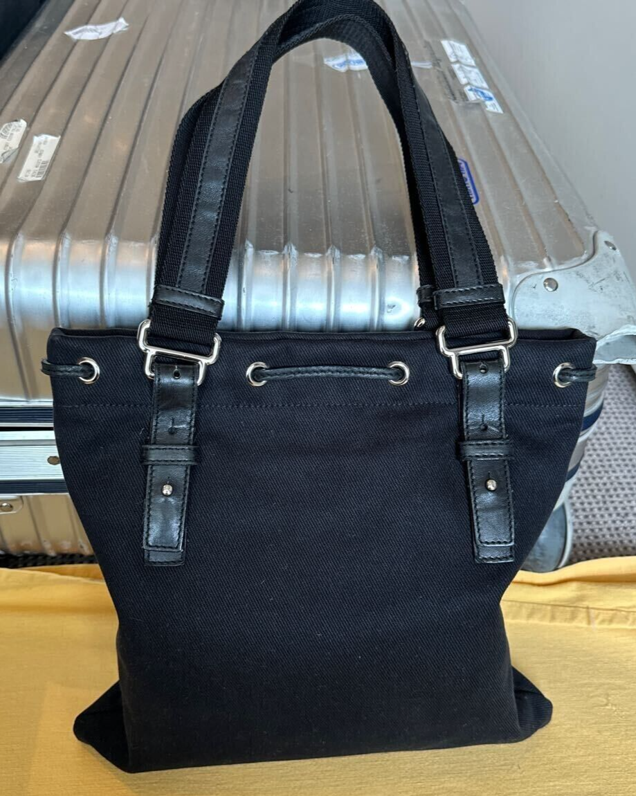 Saint Laurent KAHALA キャンバス トートバッグ【ランク:A】 Yves Saint Laurent KAHALA Black Canvas Leather Tote Bag wz