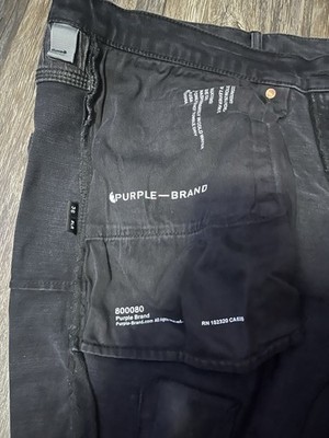 PURPLE BRAND ブラックデニム　スリム Purple Brand Slim Fit Distressed Black Denim Jeans Men's Regular