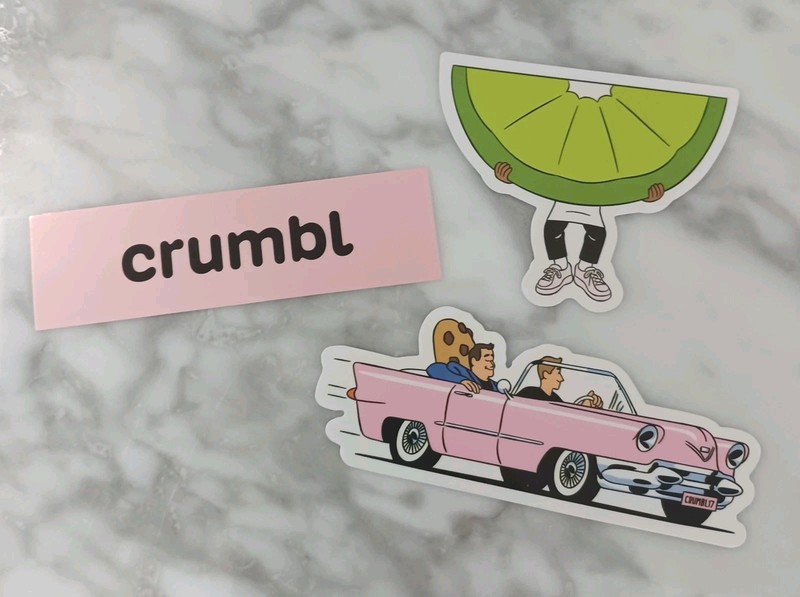 NEW Set of 3 Crumbl Cookies Stickers: Pink Convertible, Lime Wedge, Crumbl Logo