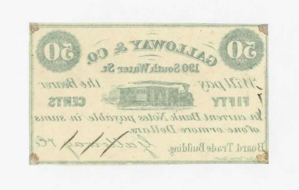 1800's 50c Galloway & Co. - NEW YORK Merchant Scrip AU - Image 2 of 2