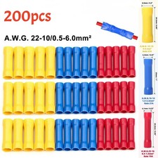 500Pcs Insulated Electrical Straight Wire Butt Splice Crimp Connectors Terminals