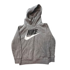 Nike Hoodie Kids 4 Gray Futura Logo Pullover Fleece Kangaroo Pocket 807421-064