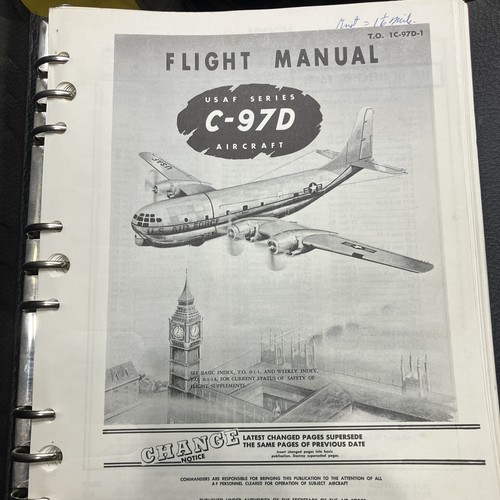 Original Boeing C-97D, Stratofreighter 1958 Print Pilot's Handbook Flight Manual