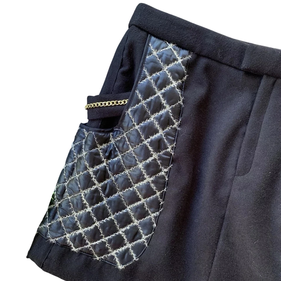 Nueva Minifalda 2B Rych Metálica Acolchada Cadena Cóctel Negra Dorada Talla 10 Foto 3 de 4