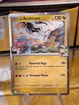 N's Reshiram Holo Pokemon Prize Pack Series 8 Promo Pokemon Card NM/LP Stamp