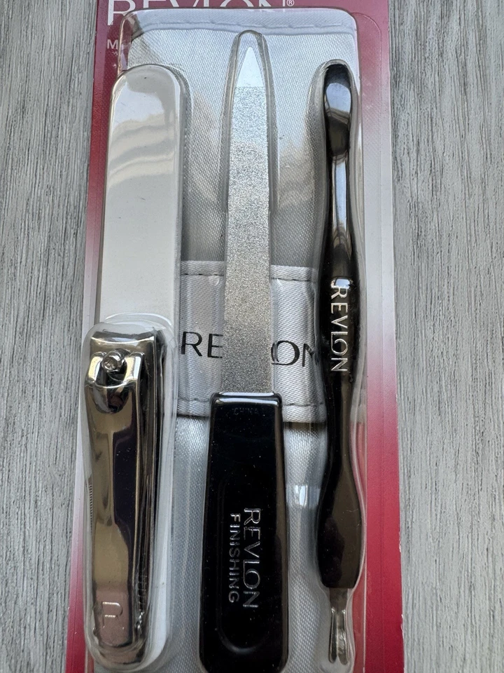 Revlon Kit de Manicura Acrílica 5 Piezas con Estuche de Nylon Plateado Nuevo Foto 2 de 3