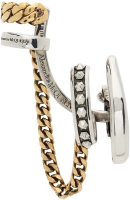 Alexander McQueen Women's Jeweled Charm punk hoop silver brass