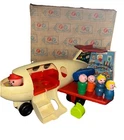 Vtg!  Fisher-Price Airplane 1970 Little People FUN JET #183 Complete W/ Box!