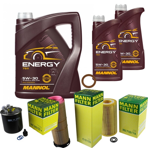 Inspektionspaket 7L Mannol Energy 5W-30 FüR Mercedes S203 C 220 CDI W203 CL203-image