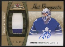 2015-16 Fleer Showcase Hot Prospects Patch Antoine Bibeau RC Auto 311/499 #165
