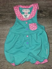 VTG Gymboree Rainbow Tag Bubble Romper Cherries Polka Dots Green Pink Newborn NB