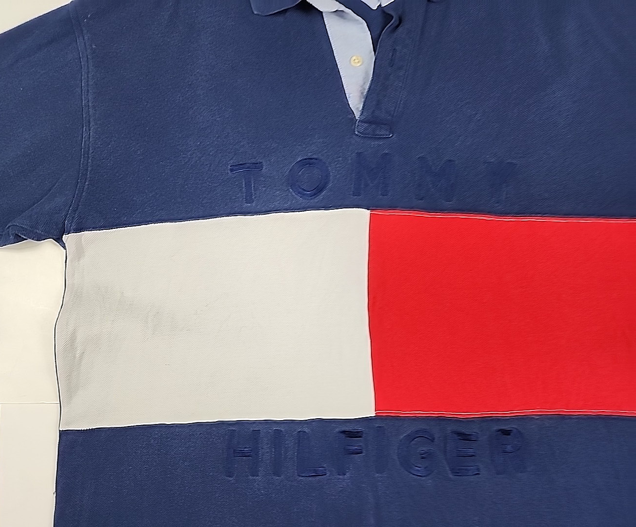 Vintage Tommy Hilfiger Polo Shirt Mens L Big Flag Embroidered Spell Out Logo thumbnail 7