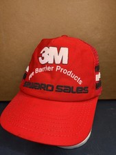 Vintage 3 Stripe 3M Fire Barrier Products Seward Sales USA Made Red SnapBack Hat