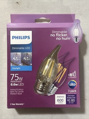 Philips 75W Equivalent Daylight BA11 Medium Dimmable LED Light Bulb (3-Pack)