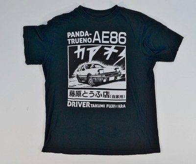 Toyota AE86 Panda Trueno Driver Takumi Fujiwara Black White Motor Engine Shirt
