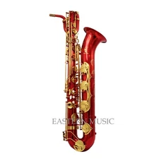 Eastern music red lacquer body gold key Baritone Saxophone with dragon engraving
